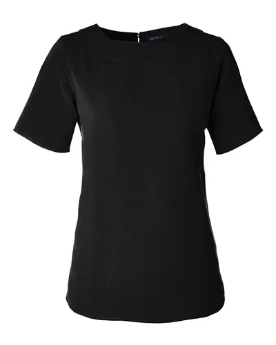 Devon & Jones DP613W Women's Perfect Fit™ Boat Neck Blouse in Black — blank garment, front view