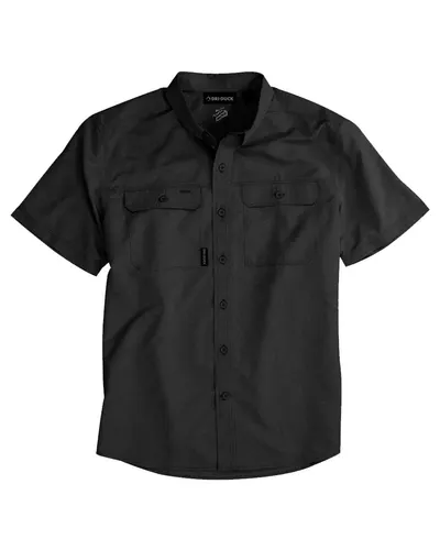 DRI DUCK 4445 Men's Crossroad Woven Short Sleeve Shirt in Charcoal — blank woven shirt, front view