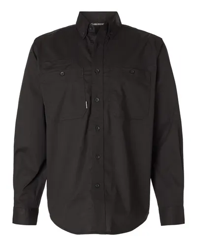DRI DUCK 4450T Men's Craftsman Woven Shirt in Black — blank woven shirt, front view