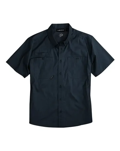 DRI DUCK 4451 Men's Craftsman Woven Short Sleeve Shirt in Deep Blue — blank woven shirt, front view