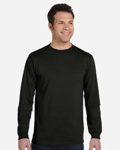 econscious EC1500 Unisex Classic Long Sleeve T-Shirt in Black — blank long sleeve tee, front view