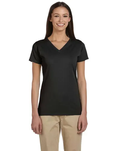 econscious EC3052 Women's Classic V-Neck T-Shirt in Black — blank t-shirt, front view