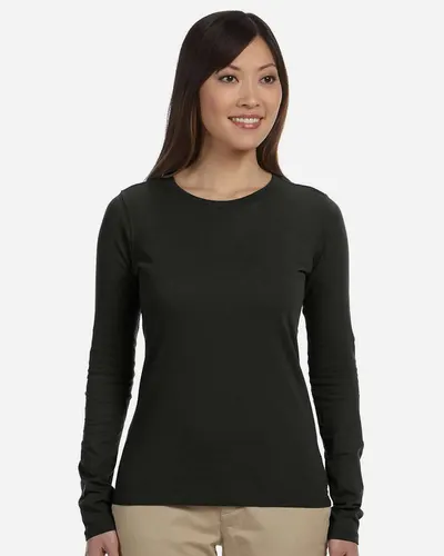 econscious EC3500 Women's Classic Long Sleeve T-Shirt in Black — blank long sleeve tee, front view