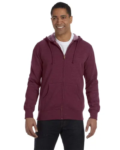 econscious EC5680 Unisex Heathered Full-Zip Hooded Sweatshirt in Berry — blank hooded sweatshirt, front view