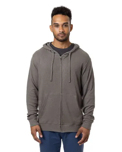 econscious EC5980 Unisex Hemp Hero Full-Zip Hooded Sweatshirt in Stonework Grey — blank hooded sweatshirt, front view