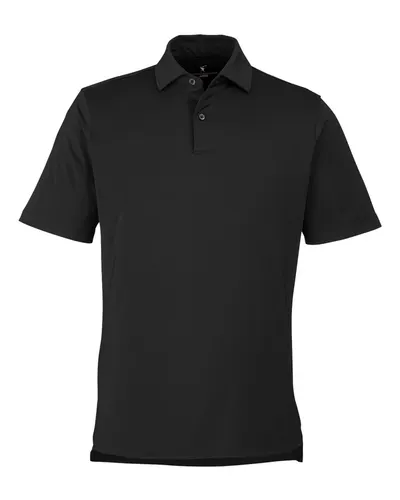 Fairway & Greene F31534 Men's USA Made Tournament Solid Tech Polo in Black — blank polo, front view