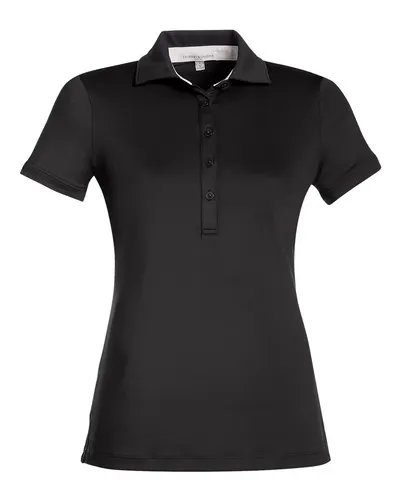 Fairway & Greene M32232 Women's Claire Tech Polo in Black — blank polo, front view