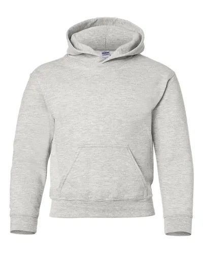 Gildan 18500B Youth Heavy Blend™ Hooded Sweatshirt in Ash — blank hooded sweatshirt, front view
