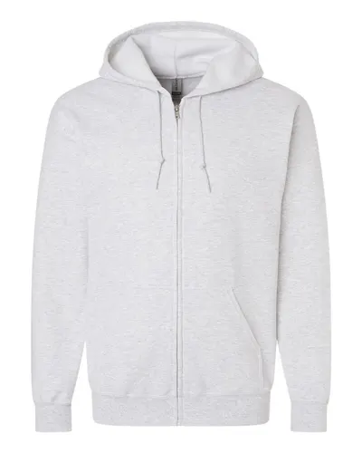 Gildan 18600 Unisex Heavy Blend™ Full-Zip Hooded Sweatshirt in Ash — blank hooded sweatshirt, front view