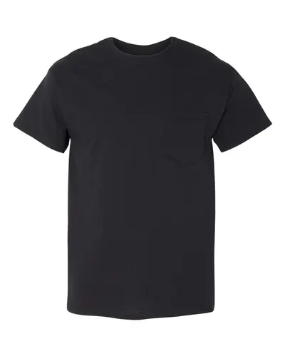 Gildan 5300 Unisex Heavy Cotton™ Pocket T-Shirt in Black — blank t-shirt, front view