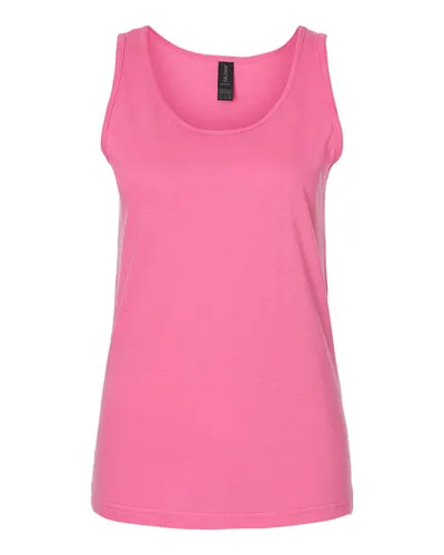 Gildan 64200L Women's Softstyle® Tank Top in Azalea — blank tank top, front view