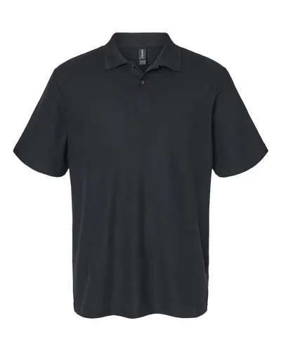 Gildan 64800 Unisex Softstyle® Pique Polo in Black — blank polo, front view