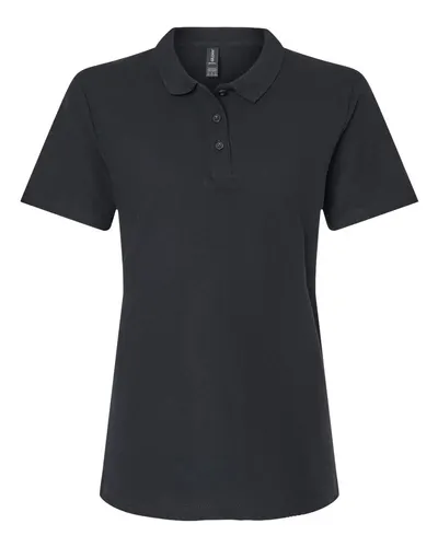 Gildan 64800L Women's Softstyle® Pique Polo in Black — blank polo, front view