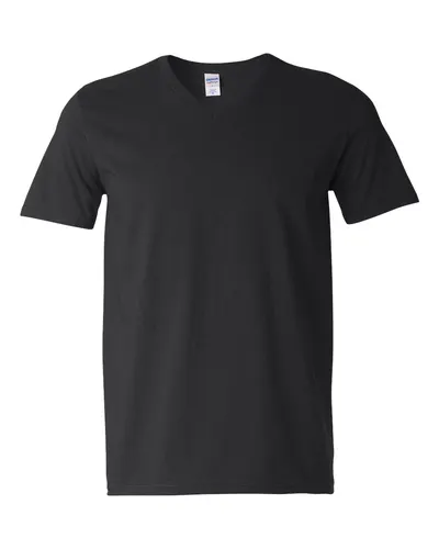 Gildan 64V00 Unisex Softstyle® V-Neck T-Shirt in Black — blank t-shirt, front view