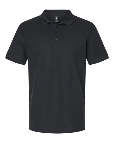Gildan 85800 Unisex Hammer™ Pique Polo in Black — blank polo, front view