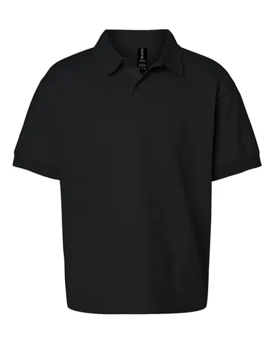 Gildan 8800B Youth DryBlend® Jersey Polo in Black — blank polo, front view
