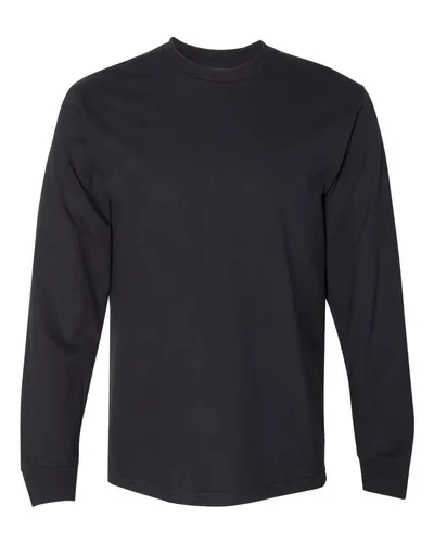 Gildan H400 Unisex Hammer™ Long Sleeve T-Shirt in Black — blank long sleeve tee, front view