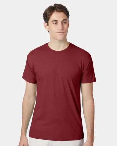 Hanes 42TB Perfect-T Triblend T-Shirt in Athletic Cardinal Heather — blank t-shirt, front view