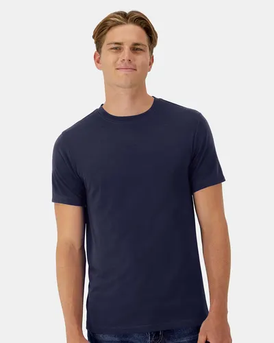Hanes 4873 Unisex Cool DRI® Cotton Touch T-Shirt in Athletic Navy — blank t-shirt, front view