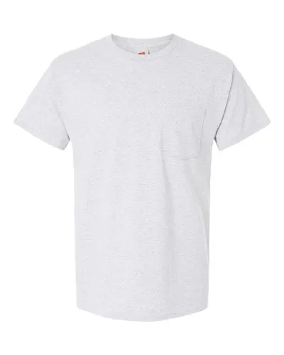 Hanes 5290P Essential-T Pocket T-Shirt in Ash — blank t-shirt, front view