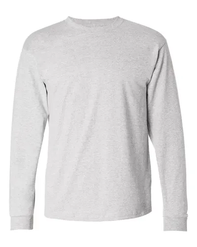 Hanes 5586 Authentic Long Sleeve T-Shirt in Ash — blank long sleeve tee, front view