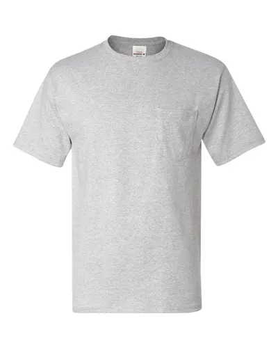Hanes 5590 Men's Authentic Pocket T-Shirt in Ash — blank t-shirt, front view
