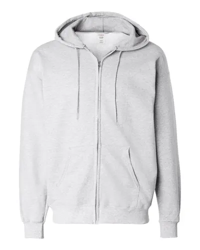 Hanes F280 Unisex Ultimate Cotton® Full-Zip Hooded Sweatshirt in Ash — blank hooded sweatshirt, front view