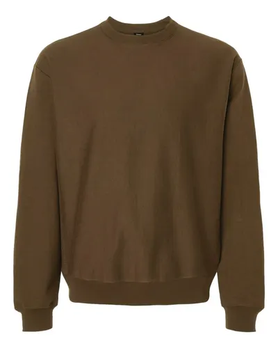 Hanes OG600 Unisex Beefy® Sweats Premium Heavyweight Crewneck Sweatshirt in Army Brown — blank crewneck sweatshirt, front view