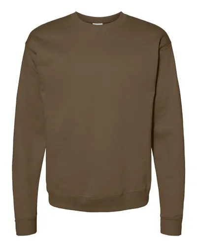 Hanes P160 Unisex EcoSmart® Crewneck Sweatshirt in Army Brown — blank crewneck sweatshirt, front view