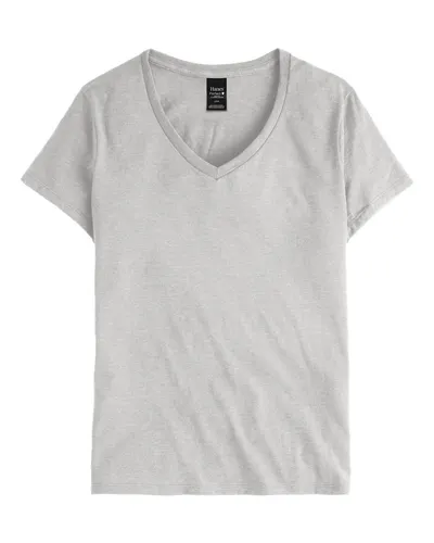 Hanes S04V Women's Perfect-T V-Neck T-Shirt in Ash — blank t-shirt, front view