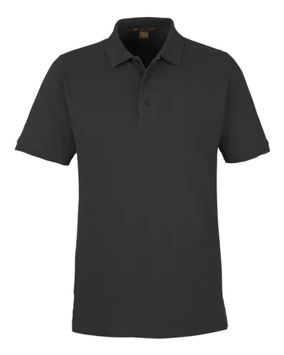 Harriton M205 Men's Valiant Cotton Snag Protect Polo in Black — blank polo, front view
