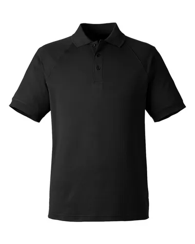 Harriton M208 Men's Charge Snag and Soil Protect Polo in Black — blank polo, front view