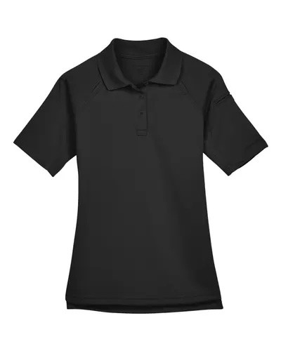 Harriton M211W Women's Advantage Tactical Polo in Black — blank polo, front view