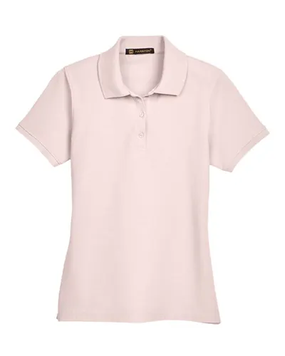 Harriton M280W Women's Blend-Tek™ Polo in Blush — blank polo, front view