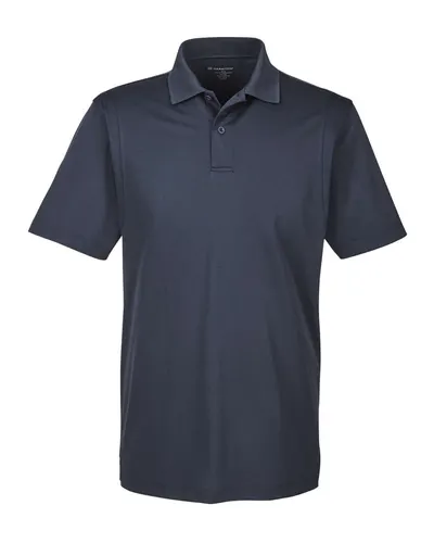 Harriton M354 Men's Micro Piqué Polo in Navy — blank polo, front view