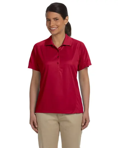 Harriton M374W Women's Polytech Mesh Insert Polo in Red — blank polo, front view