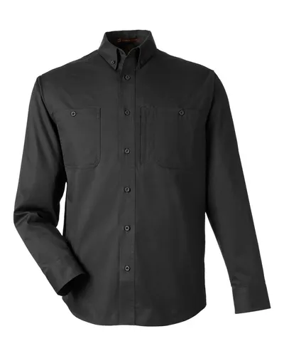 Harriton M585L Men's Advantage IL Workshirt in Black — blank garment, front view