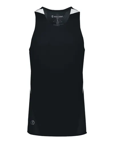 Holloway 221035 Unisex PR Max Track Jersey in Black/ White — blank t-shirt, front view