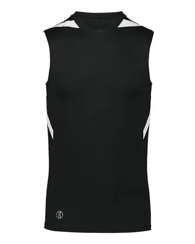 Holloway 221037 Unisex PR Max Compression Jersey in Black/ White — blank t-shirt, front view