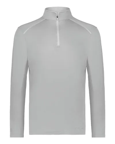 Holloway 222140 Men's CoolCore® Quarter-Zip Pullover in Athletic Grey — blank garment, front view