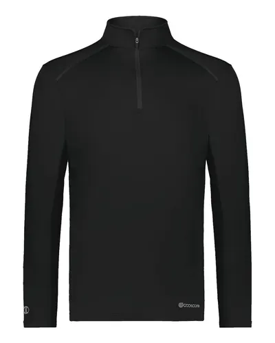 Holloway 222240 Youth CoolCore® Quarter-Zip Pullover in Black — blank garment, front view