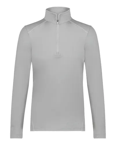 Holloway 222340 Women's CoolCore® Quarter-Zip Pullover in Athletic Grey — blank garment, front view