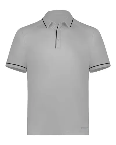Holloway 222518 Men's CoolCore® Polo in Athletic Grey/ Black — blank polo, front view