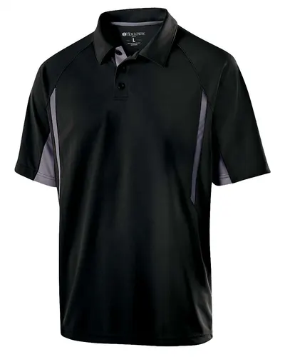 Holloway 222530 Men's Two-Tone Avenger Polo in Black/ Graphite — blank polo, front view