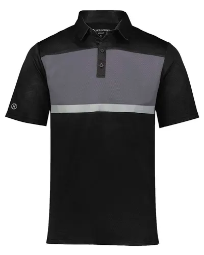 Holloway 222576 Men's Dry-Excel™ Prism Bold Polo in Black/ Carbon — blank polo, front view
