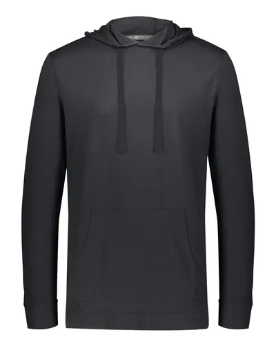 Holloway 222577 Men's Repreve® Eco Hooded Sweatshirt in Black — blank hooded sweatshirt, front view