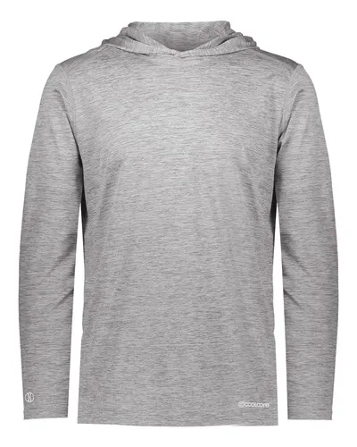 Holloway 222589 Men's Electrify CoolCore® Hooded Sweatshirt in Athletic Grey Heather — blank hooded sweatshirt, front view