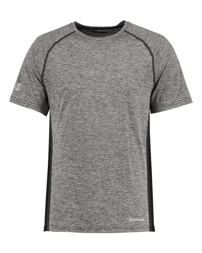 Holloway 222671 Youth Electrify CoolCore® T-Shirt in Black Heather — blank t-shirt, front view