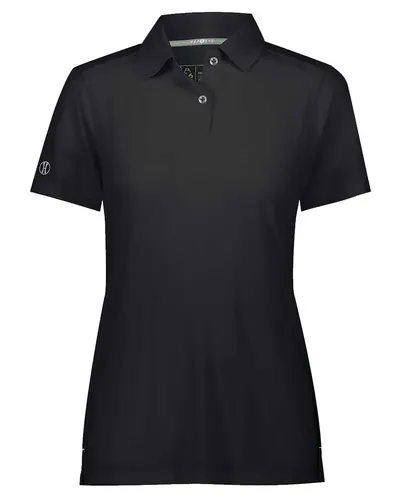Holloway 222775 Women's Repreve® Eco Polo in Black — blank polo, front view