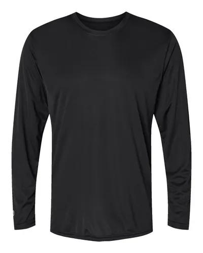 Holloway 222822 Men's Momentum Long Sleeve T-Shirt in Black — blank long sleeve tee, front view